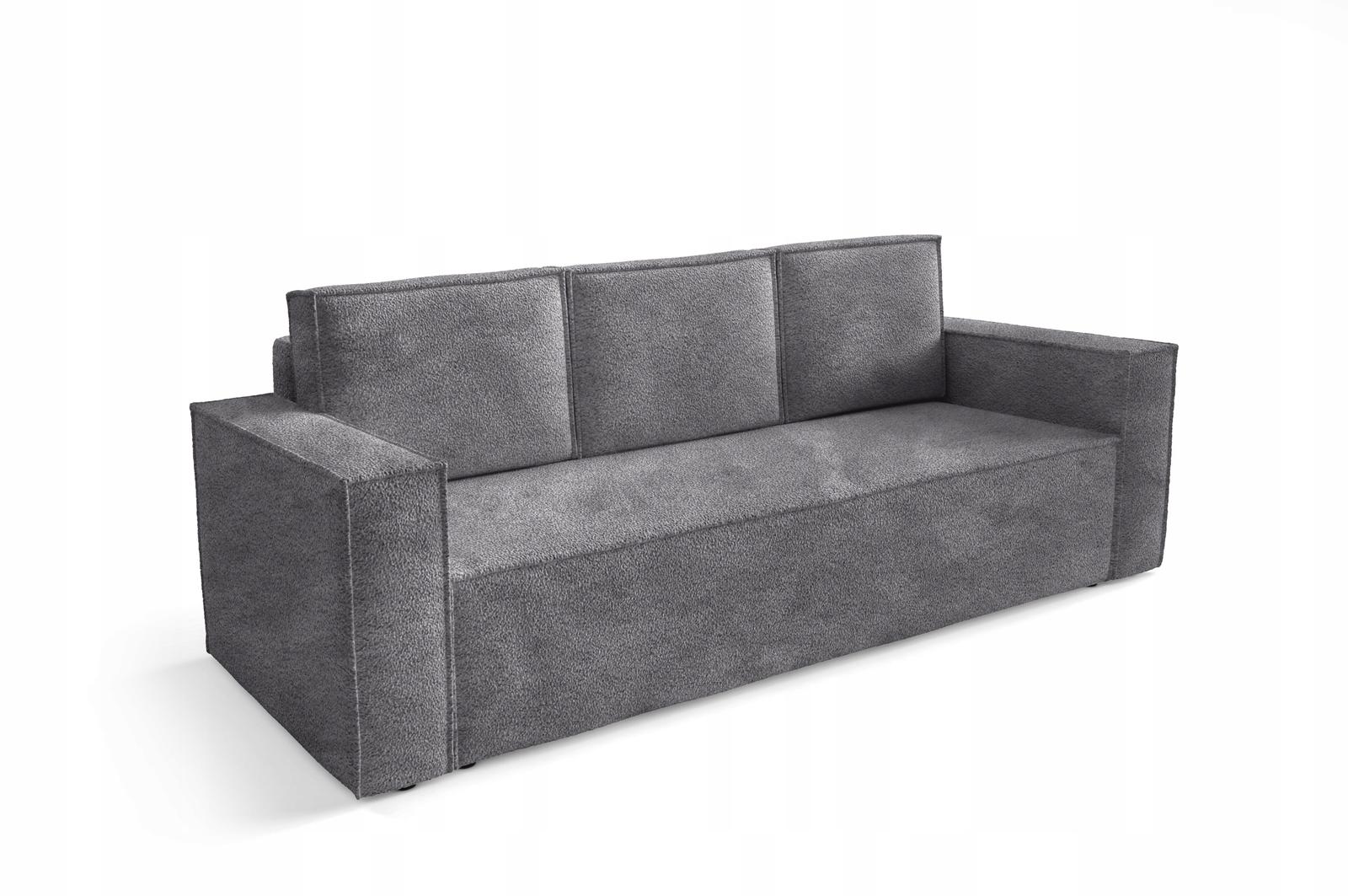 Kanapa CORDA 248x96x93 cm sofa z funkcją spania automat i pojemnik BOUCLE szara do salonu nr. 4