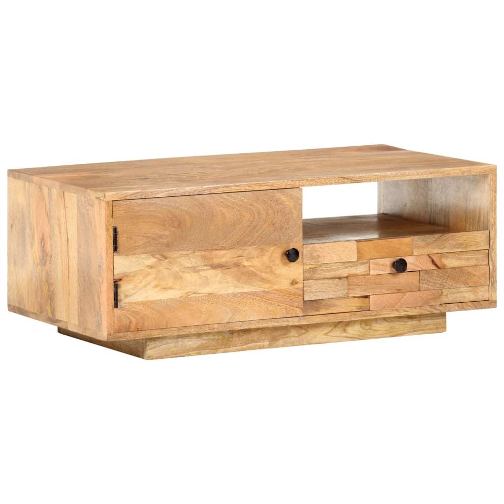 Stolik kawowy 90x50x35 cm z praktyczną półką z litego drewna mango do salonu nr. 10