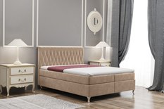 Łóżko KATE 120x200 cm z funkcją przechowywania do sypialni jasnobrązowe