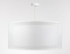 Lampa wisząca DUO 50 cm lniana do sypialni pokoju biała  - Miniaturka zdjęcia nr 3