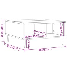 Stolik kawowy 60x60x30 cm z przestronnymi półkami szary dąb sonoma do salonu - Miniaturka zdjęcia nr 7