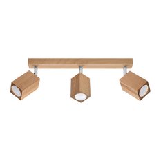 Plafon KEKE 3 dąb 20x5x45cm nowoczesna lampa GU10 do salonu  - Miniaturka zdjęcia nr 1