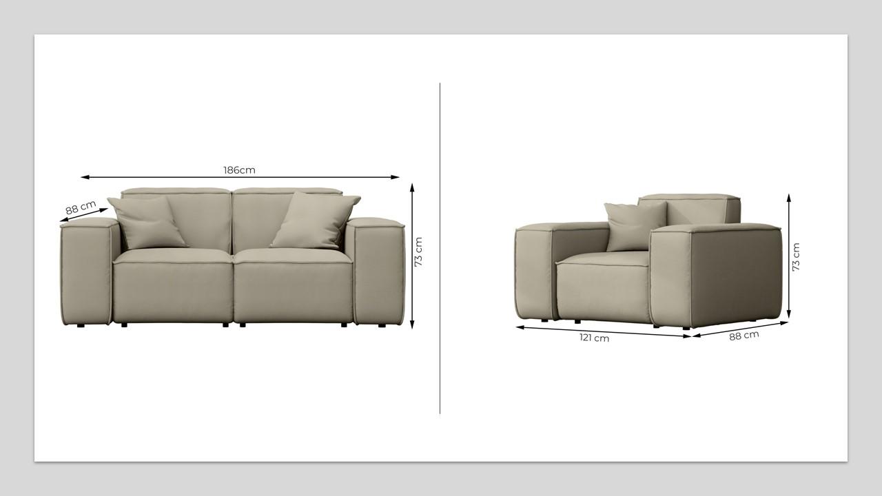 Zestaw mebli ogrodowych MALIBU 186x73x88 cm 2+1+1 wodoodporny UV + 4 poduszki do ogrodu granatowy nr. 3