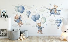 Naklejki Na Ścianę Dla Dzieci MISIE Balony Samoloty Chmurki Gwiazdki ZESTAW 120x60 - Miniaturka zdjęcia nr 6