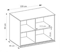 Komoda TABLET 2 120x45x94 cm z przesuwnymi frontami z lustrem jesion ciemny do salonu - Miniaturka zdjęcia nr 3