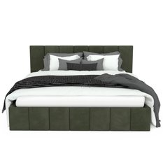 Łóżko tapicerowane 140x200 premium z pojemnikiem do sypialni khaki wezgłowie 107 cm - Miniaturka zdjęcia nr 9