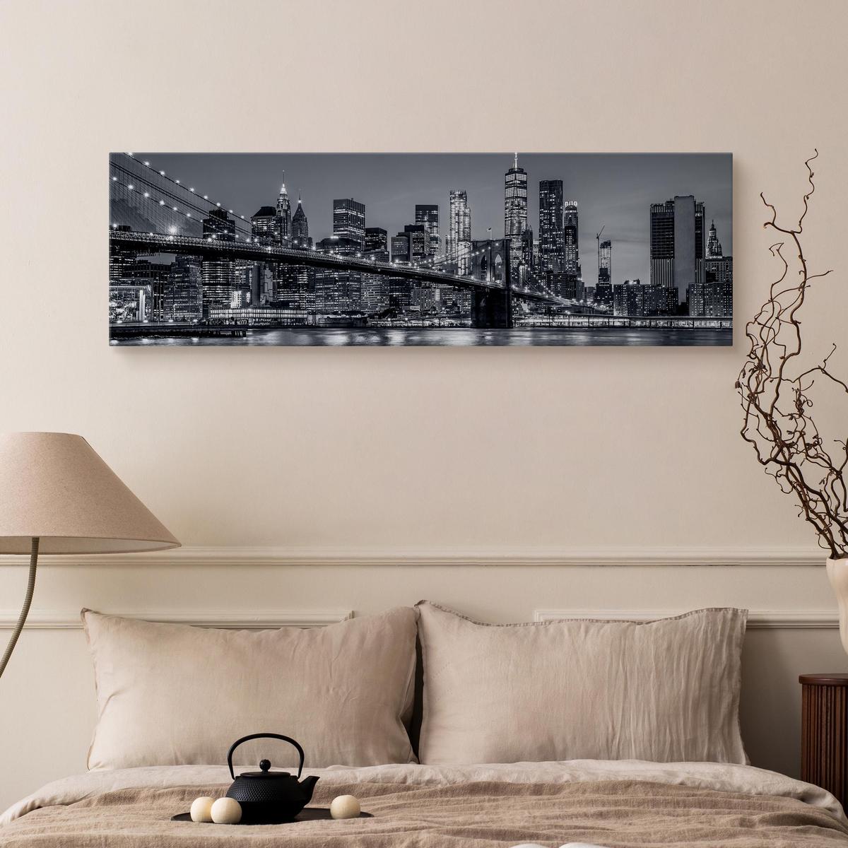 Obraz Panoramiczny NOWY YORK Nocą Brooklyn Bridge Miasto 145x45cm nr. 6