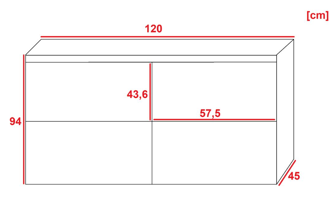 Komoda Retro 120x45x94 cm z przesuwnymi frontami dąb sonoma biały - czarny do salonu nr. 2