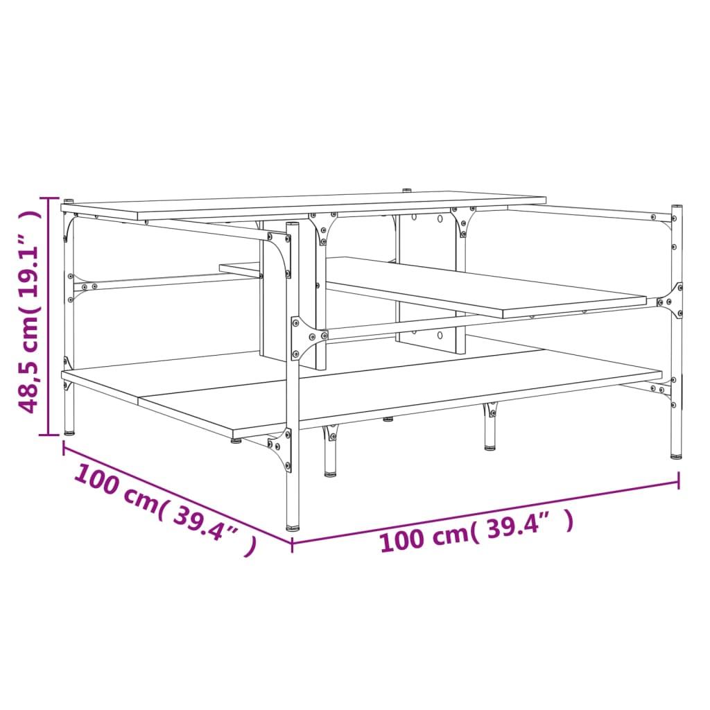 Stolik kawowy 100x100x48,5 cm z przestronnymi półkami czarny do salonu nr. 10