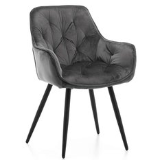 Krzesło SIENA szare tapicerowane welurem pikowane do jadalni lub salonu