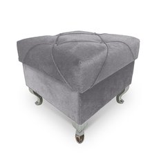 Pufa LUDWIK 45x45x43 cm glamour z kryształkami elegancka szary do salonu - Miniaturka zdjęcia nr 5