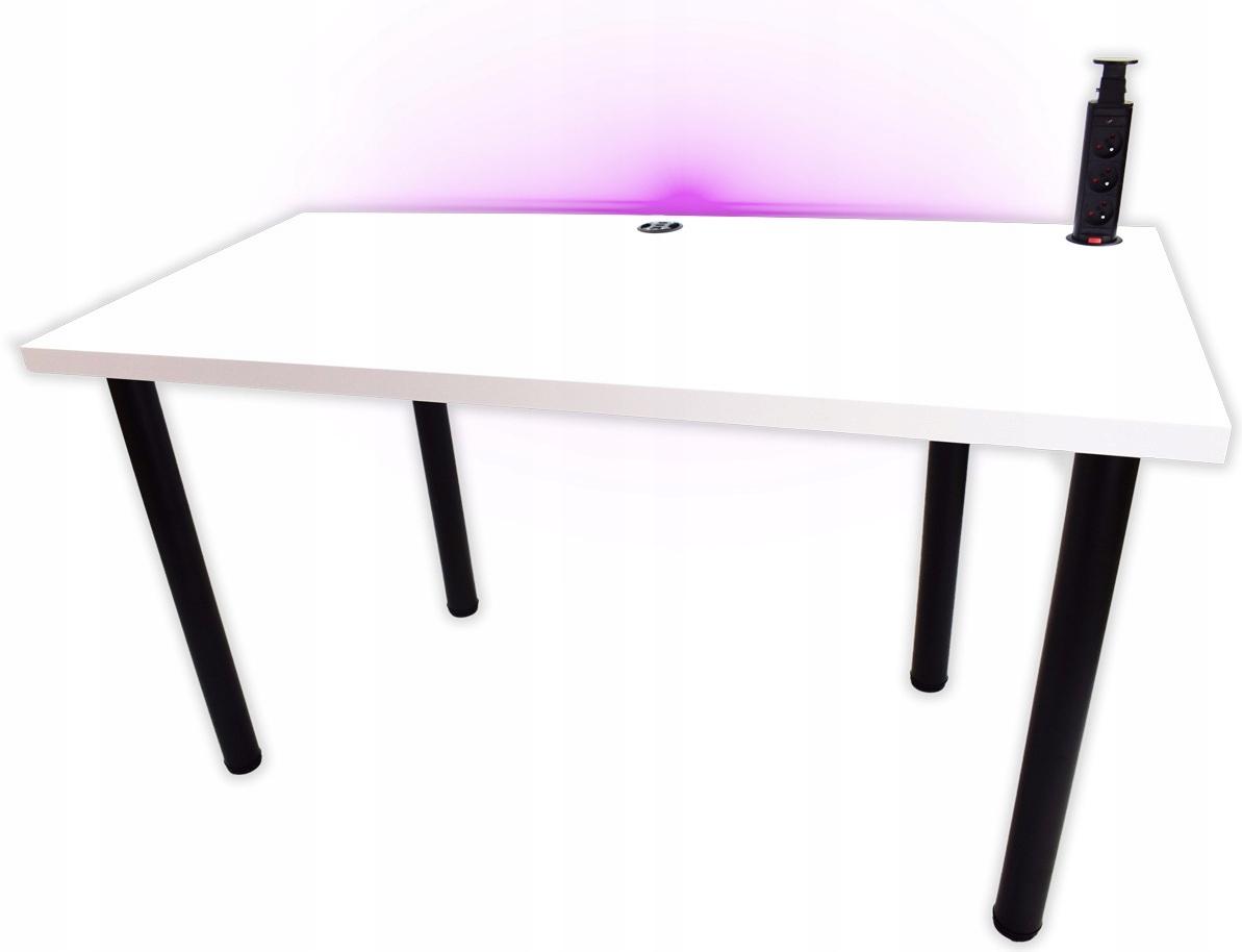 Biurko gamingowe model 3 Low 160x71x80 cm biały LOFT LED RGB pilot przepust HUB USB blat 3,6 cm nr. 2