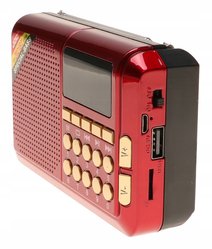 Radio przenośne 12,5 x 8 x 3 cm  z funkcją bluetooth  FM USB ładowany solarnie czerwone - Miniaturka zdjęcia nr 3