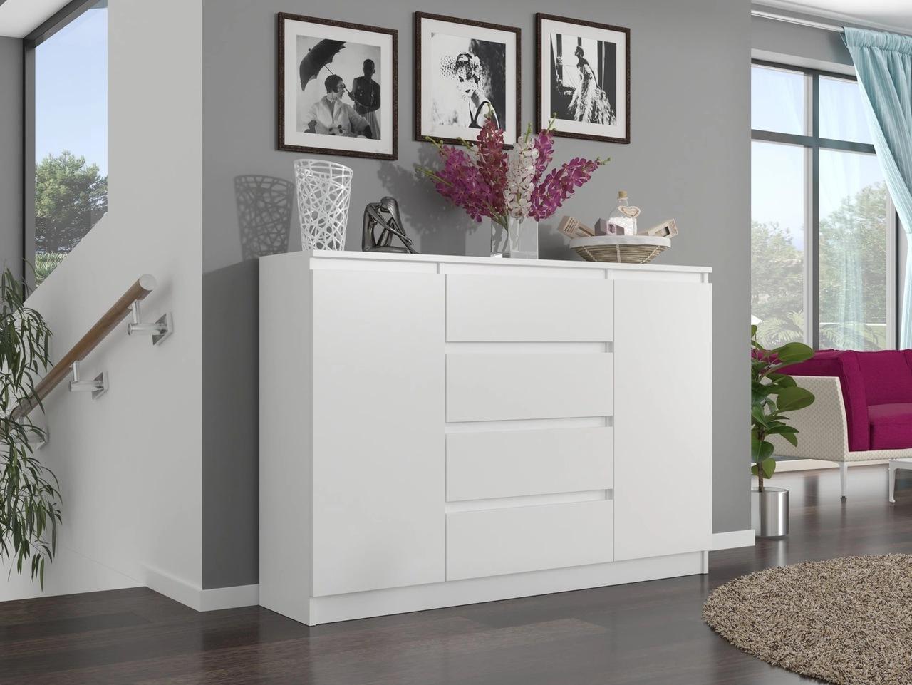 Komoda MODERN 140x40 cm biała z szufladami i szafką do biura sypialni lub salonu nr. 2