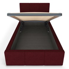 Łóżko Pojedyncze 90x200cm łóżko tapicerowane z pojemnikiem bordowe do sypialni wezgłowie 110 cm - Miniaturka zdjęcia nr 9
