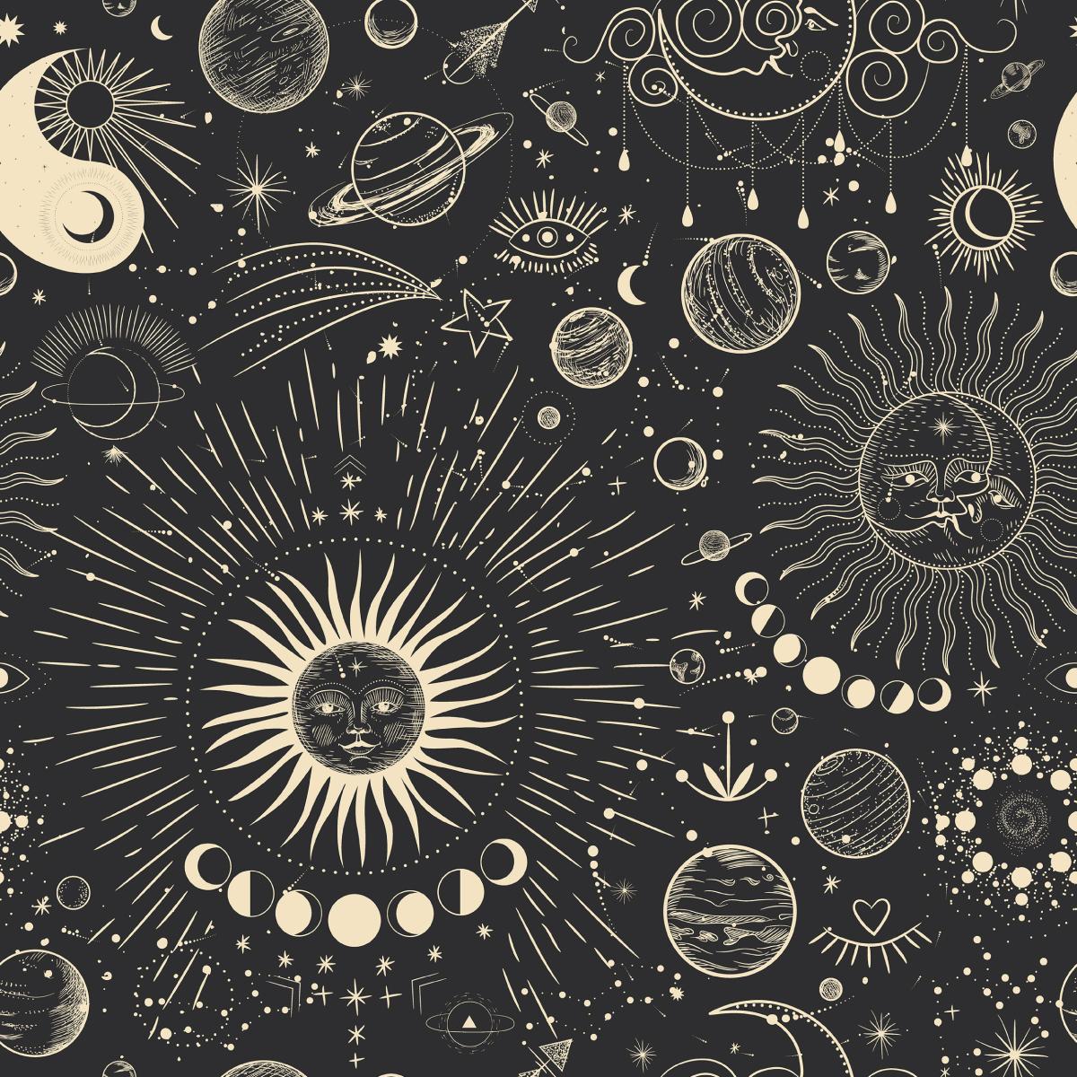 Tapeta Do Salonu Abstrakcja SŁOŃCE Planety Kosmos  nr. 6