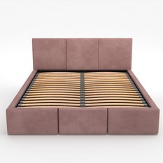 Łóżko tapicerowane 180x200x110 cm podwójne z pojemnikiem modne różowe - Miniaturka zdjęcia nr 13