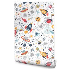Tapeta Dziecięca KOSMOS Rakiety Styl Skandynawski  - Miniaturka zdjęcia nr 1