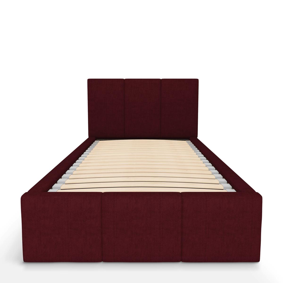 Łóżko Pojedyncze 90x200cm łóżko tapicerowane z pojemnikiem bordowe do sypialni wezgłowie 110 cm nr. 7