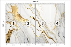 Fototapeta Ścienna Biały MARMUR Elementy Złota Abstrakcja Kamień 400x280 Dekoracja 3D - Miniaturka zdjęcia nr 3