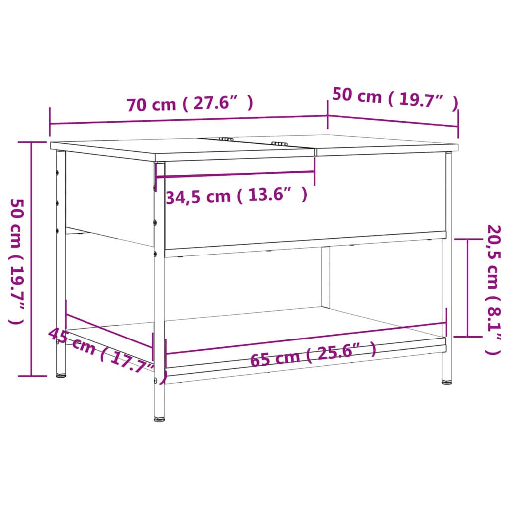 Stolik kawowy 70x50x50 cm z ukrytym schowkiem pod rozkładanym blatem brązowy dąb do salonu nr. 11