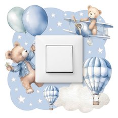 Naklejka Pod Włącznik Światła Misie Balony Gwiazdki 20x20 Chmurki Dla Dzieci - Miniaturka zdjęcia nr 1