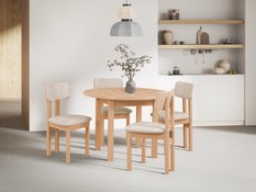 Krzesło drewniane do jadalni NILO tapicerowane dąb artisan/jasnobeżowe  - Miniaturka zdjęcia nr 5