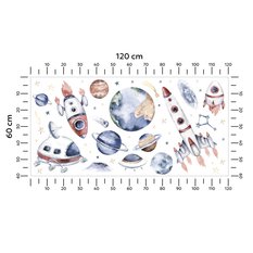 Naklejki Na Ścianę Dla Dzieci Kosmos Rakiety Planety 120x60 Gwiazdy ZESTAW - Miniaturka zdjęcia nr 2