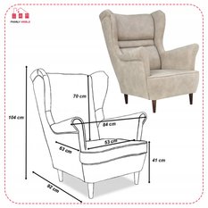 Zestaw wypoczynkowy ZOJA sofa + 2 fotele + 2 podnóżki beżowe do salonu AURA - Miniaturka zdjęcia nr 6