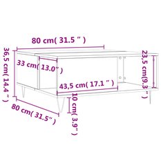 Stolik kawowy 80x80x36,5 cm z praktyczną dolną półką szarość betonu do salonu - Miniaturka zdjęcia nr 9