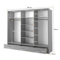 Szafa przesuwna Arti 250 cm do salonu sypialni przedpokoju szary - Miniaturka zdjęcia nr 4