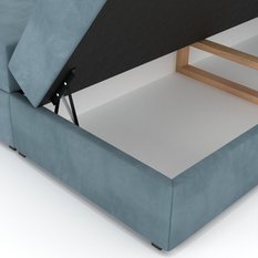 Łóżko kontynentalne 160x200x113 cm tapicerowane podwójne z materacem morskie - Miniaturka zdjęcia nr 13