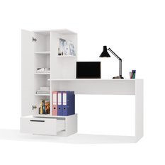 Zestaw biurko z regałem COSMO 140x143x50 cm do pokoju młodzieżowego biura biały - Miniaturka zdjęcia nr 2
