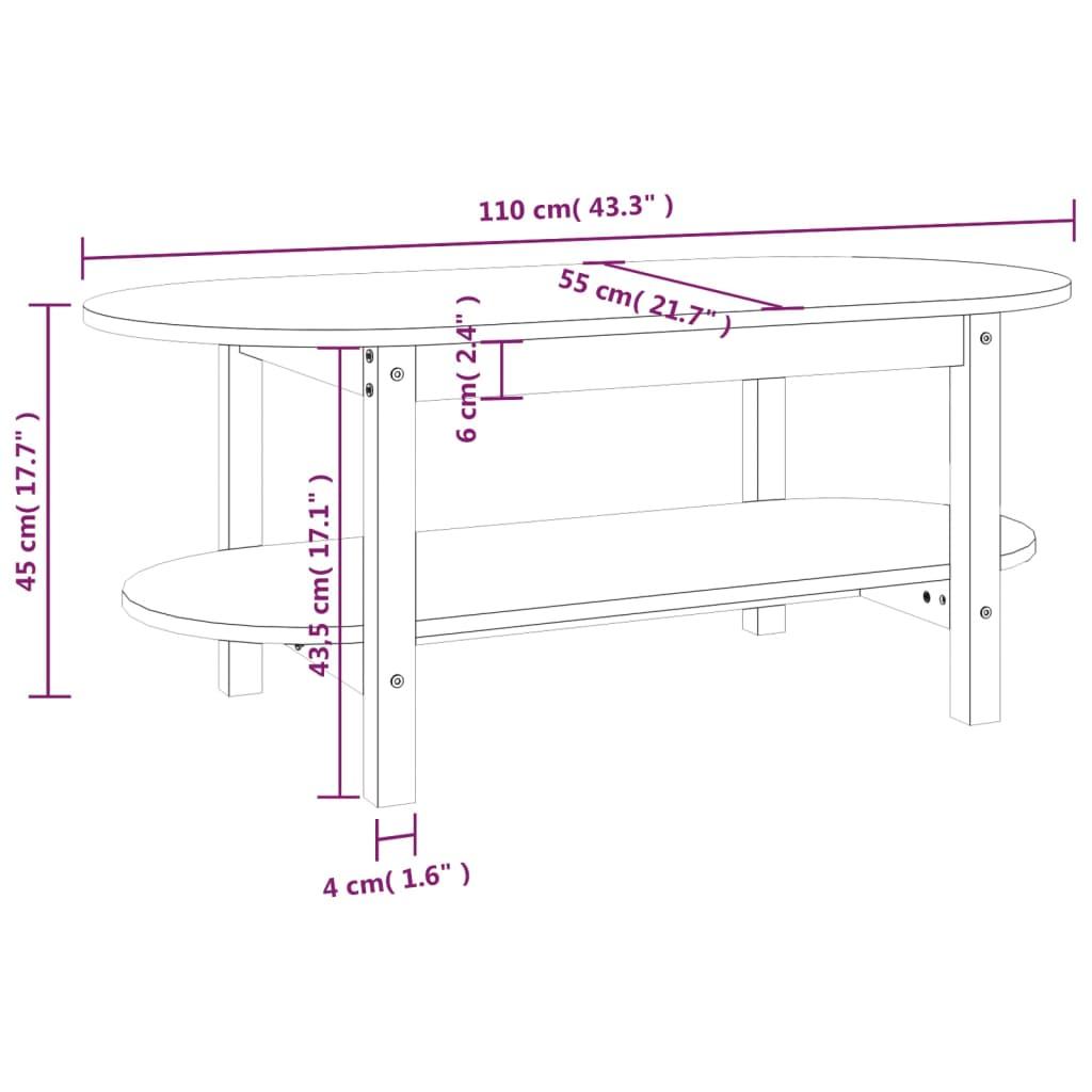 Stolik kawowy 110x55x45 cm z praktyczną półką lite drewno sosnowe biały do salonu nr. 8