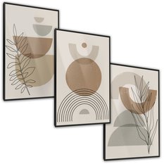 Zestaw 3X Plakat W Ramie Figury Geometryczne Styl Boho Minimalizm 60x80cm - Miniaturka zdjęcia nr 2