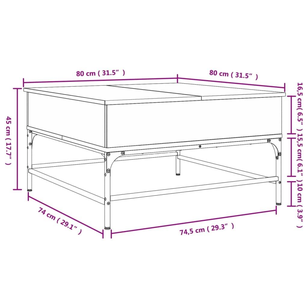 Stolik kawowy 80x80x45 cm z rozkładanym blatem ze schowkiem dąb sonoma do salonu nr. 11