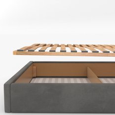 Łóżko tapicerowane do sypialni basic 120x200x88 cm łóżko podwójne z pojemnikiem szare - Miniaturka zdjęcia nr 14