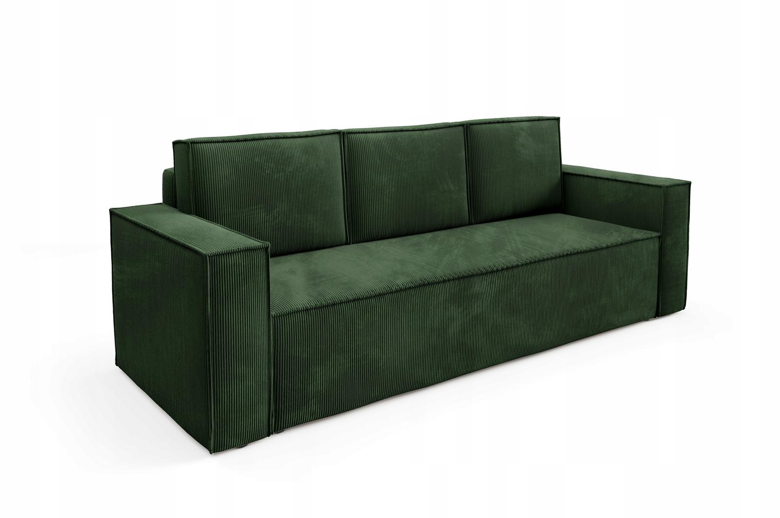 Kanapa 248x96x93 cm sofa z funkcją spania automat i pojemnik sztruks beżowa do salonu nr. 9