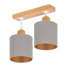 Lampa sufitowa 15 x 35 x 31 cm dwupunktowy spot z drewna gwint E27 szara do salonu - Miniaturka zdjęcia nr 1