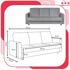 Wersalka ALICJA 212x100 cm szary rozkładana kanapa z pojemnikiem tapczan do salonu MONOLIHT - Miniaturka zdjęcia nr 9