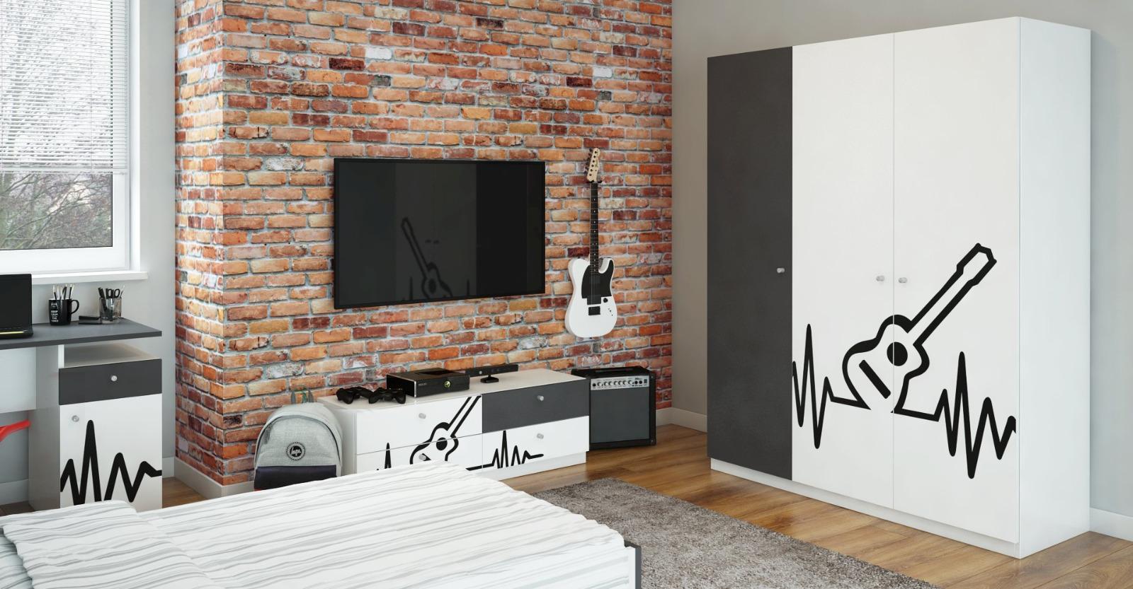 Szafka duo MUSIC 120x40 cm biało szara wisząca młodziezowa dla dziecka  nr. 4
