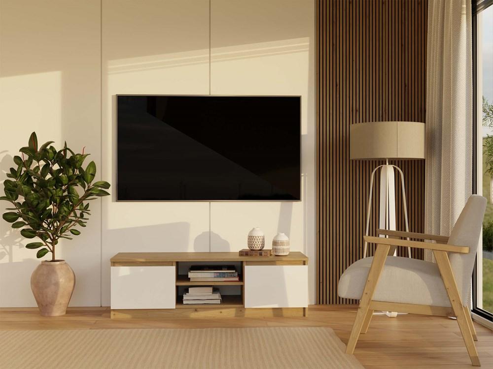 Szafka RTV Malwa 36x120x40 cm do salonu dąb artisan biel  nr. 9