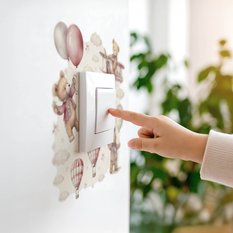 Naklejka Pod Włącznik Misie Różowe Balony Chmurki 20x20 Gwiazdki Boho Dla Dzieci - Miniaturka zdjęcia nr 7
