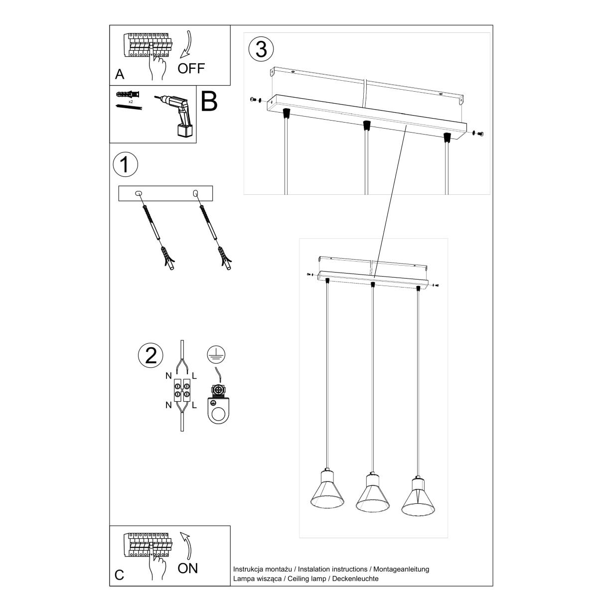 Lampa wisząca TALEJA 3 biała 120x14x45cm nowoczesna G9 do salonu nr. 5