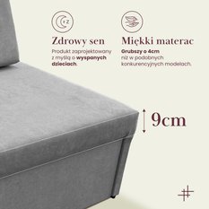 Sofa Viluś 106x75x80 cm grafitowy rozkładana sofa narożna jednoosobowa z funkcją spania i pojemnikiem na pościel - Miniaturka zdjęcia nr 10