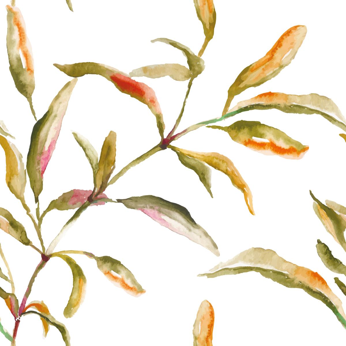 Tapeta Do Jadalni LIŚCIE Akwarela Liście Rośliny nr. 3