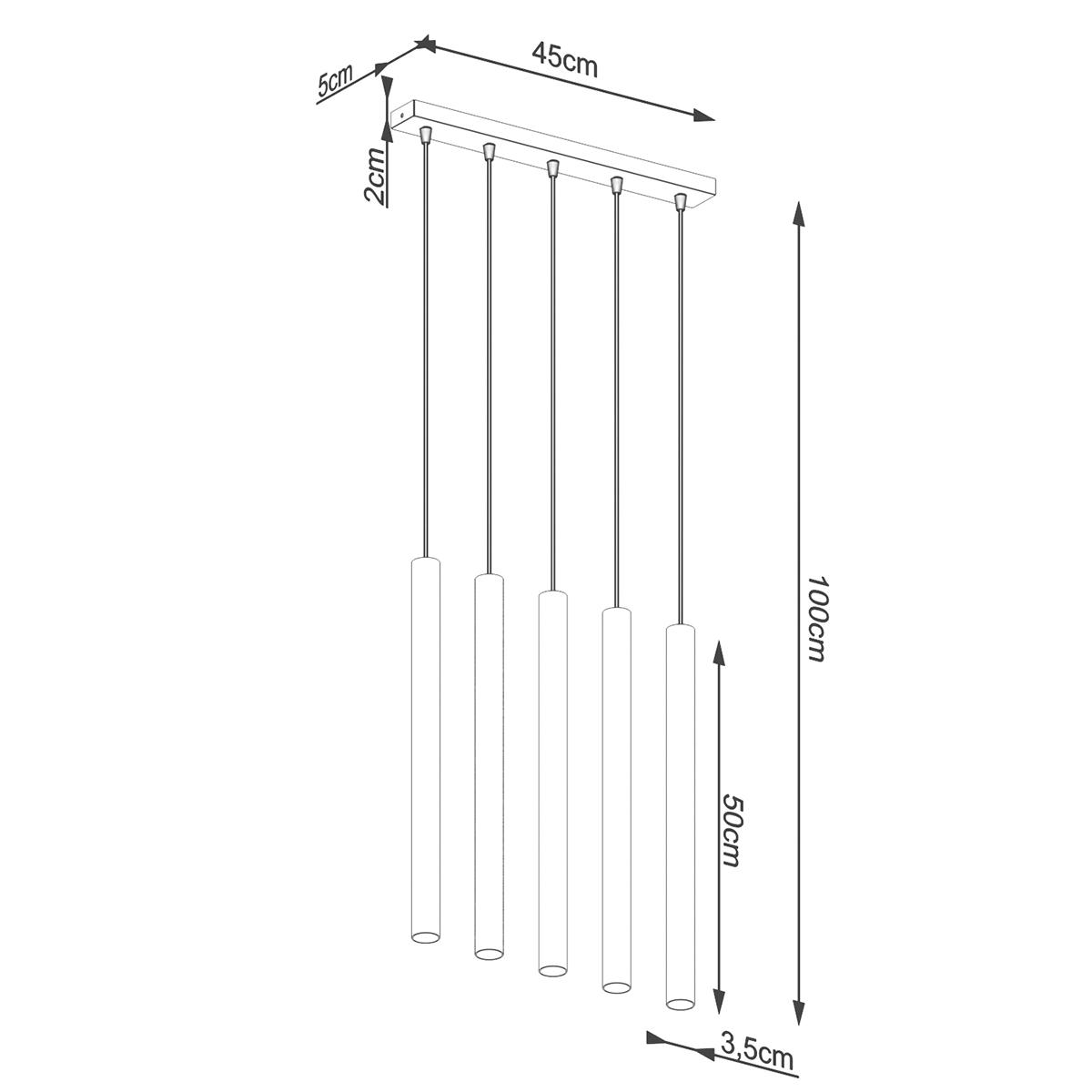 Lampa wisząca PASTELO 5L drewno 100x5x45cm nowoczesna G9 do salonu nr. 5