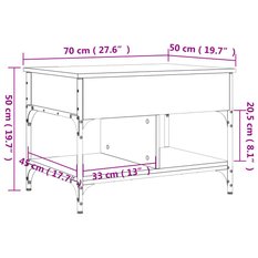 Stolik kawowy 70x50x50 cm z otwieranym blatem i półką dąb sonoma do salonu - Miniaturka zdjęcia nr 11