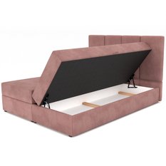 Łóżko kontynentalne 160x200x113 cm tapicerowane podwójne z materacem brudny róż  - Miniaturka zdjęcia nr 15