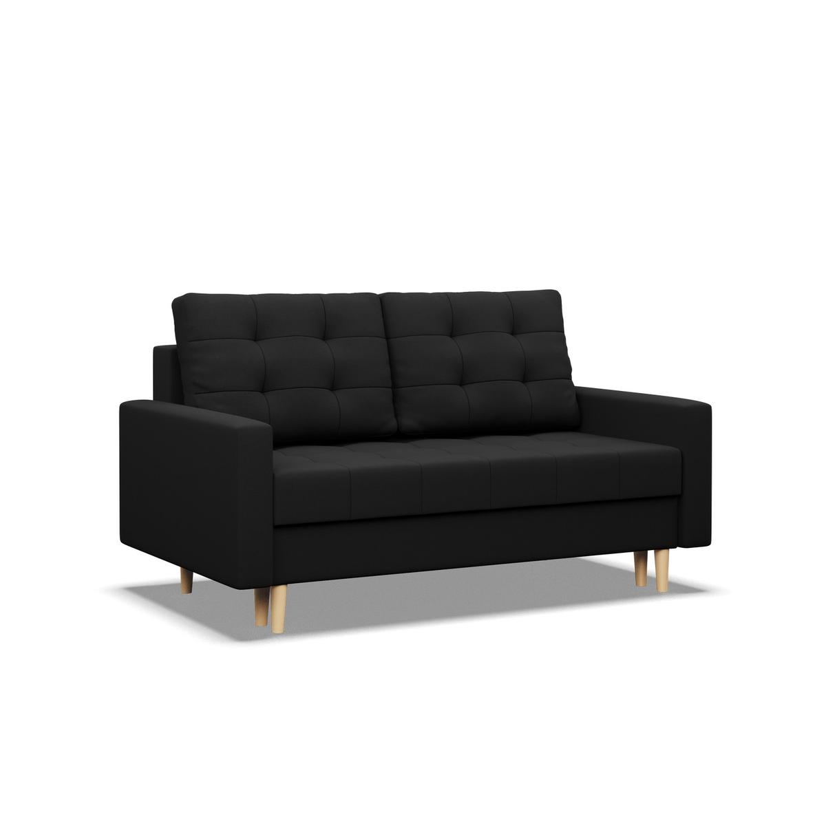 Sofa Elma 152x92x92 cm 2-osobowa skandynawska rozkładana z pojemnikiem sprężyna bonell  czarna